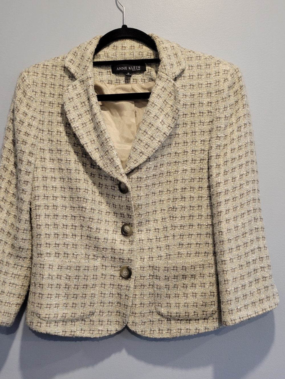 Anne Klein Ivory Tweed Short Blazer Jacket- Size 10